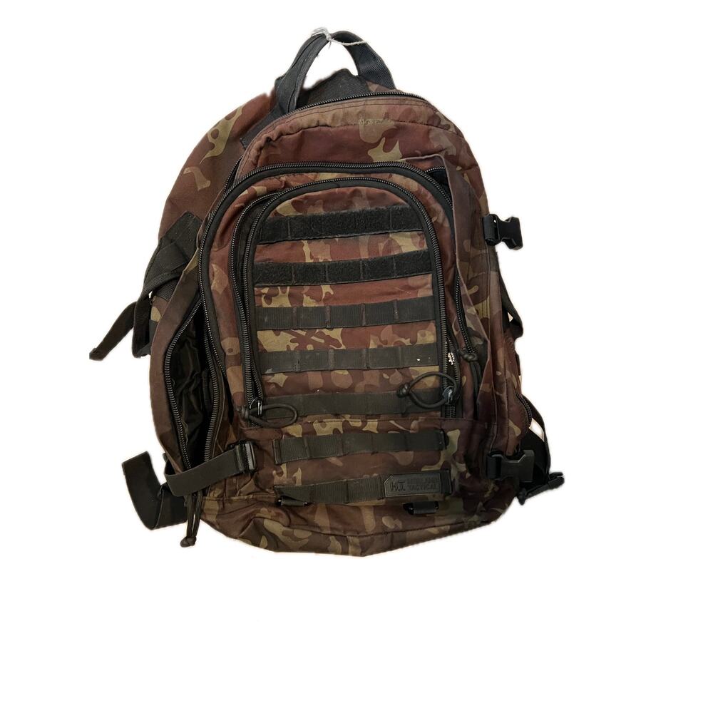Highland Tactical Roger Canvas Backpack XL Black Brown Camo
